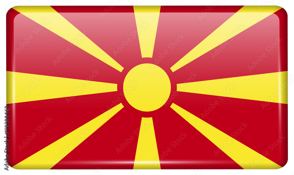 Flags Macedonia in the form of a magnet on refrigerator with reflections light. Vector Flags Macedonia in the form of a magnet on refrigerator with reflections light. Vector
