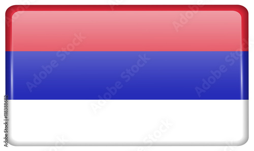 Flags Republika Srpska in the form of a magnet on refrigerator with reflections light. Vector