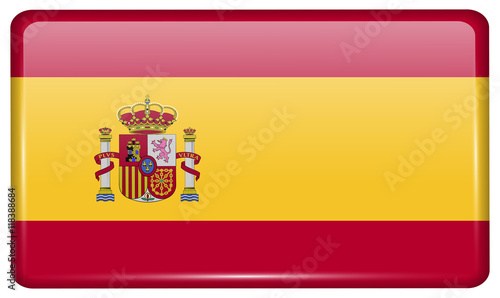 Wallpaper Mural Flags Spain in the form of a magnet on refrigerator with reflections light. Vector Torontodigital.ca