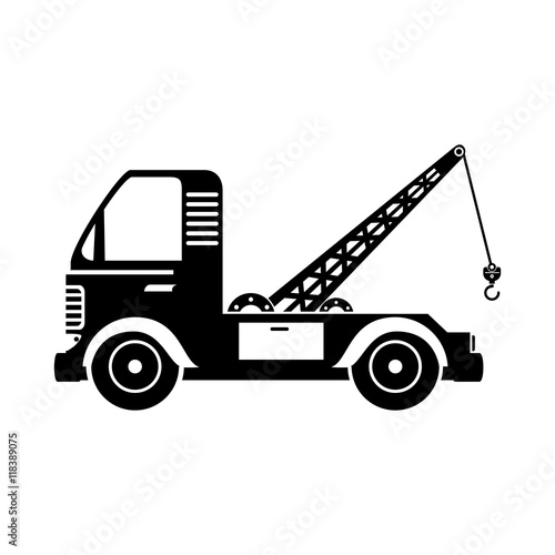tow crane truck vehicle cargo moving hook mechanical vector  isolated illustration