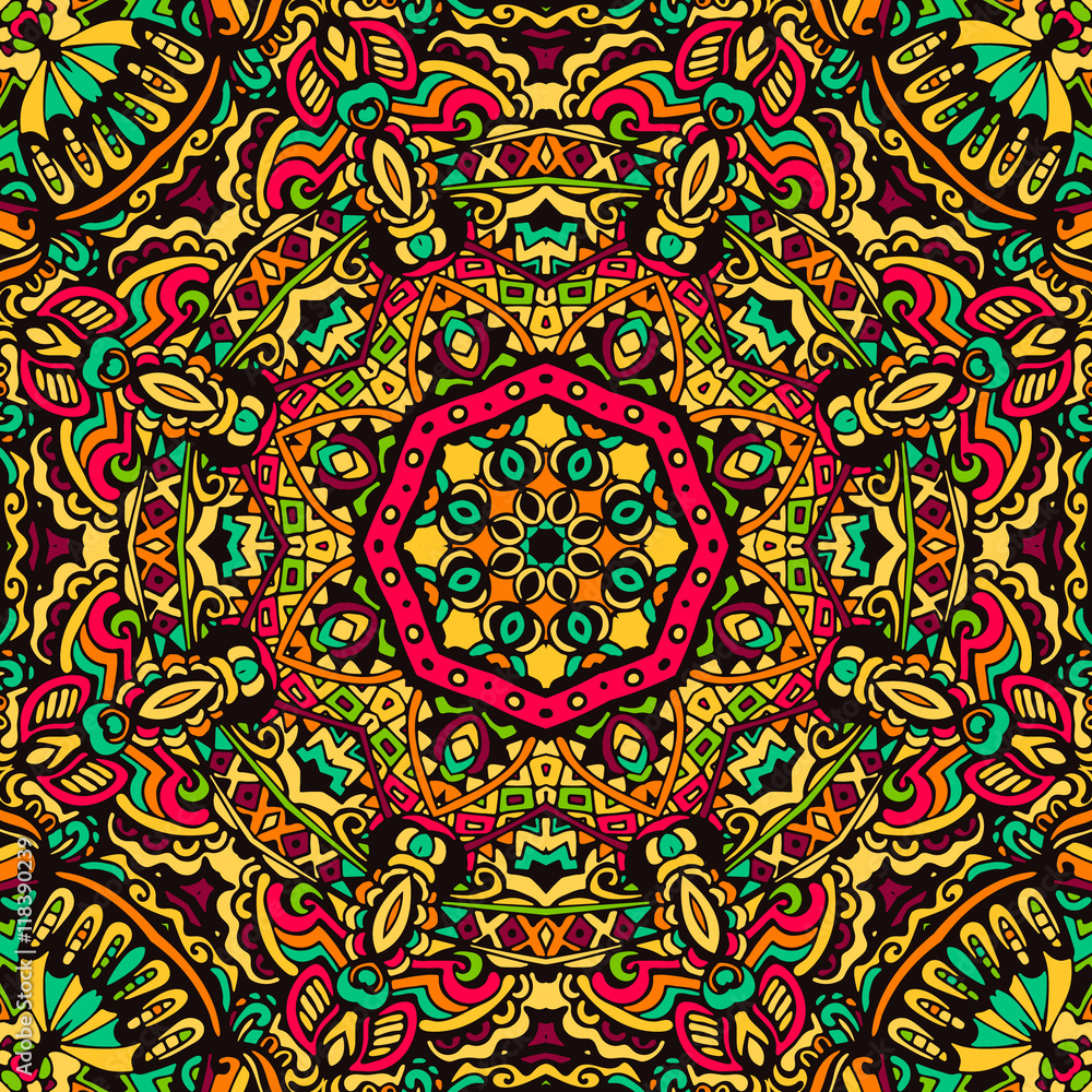 Abstract festive mandala vector ethnic tribal pattern