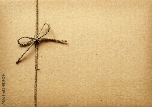Cardboard box tied with rope