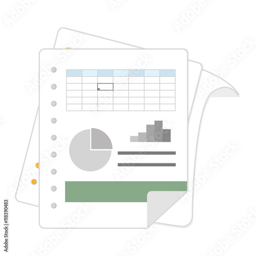 spreadsheet file data financial statistics table bars graph vector illustration isolated
