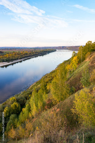 Wide river from the height of the autumn