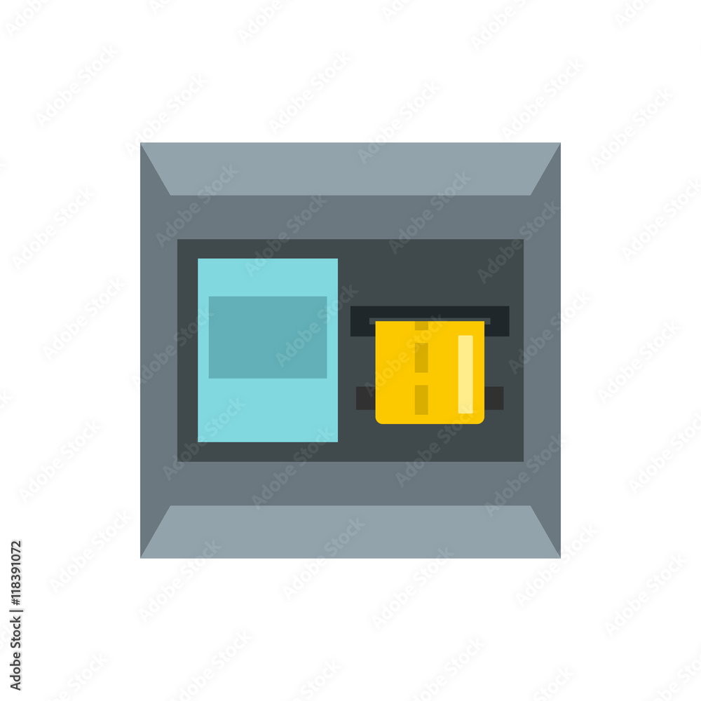 ATM machine icon in flat style isolated on white background ATM machine icon in flat style isolated on white background