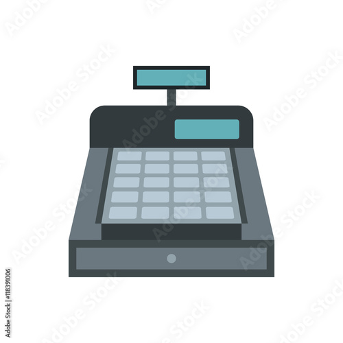 Shopping cash register icon in flat style isolated on white background