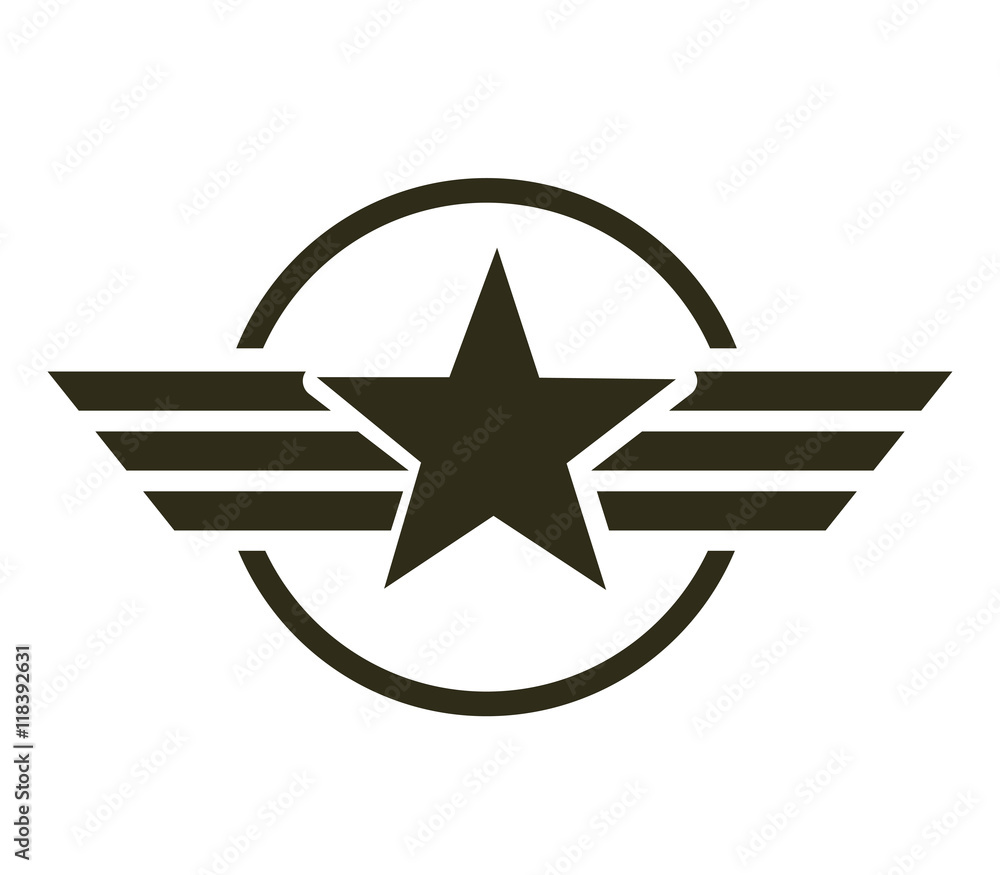 military star emblem isolated icon - obrazy, fototapety, plakaty 