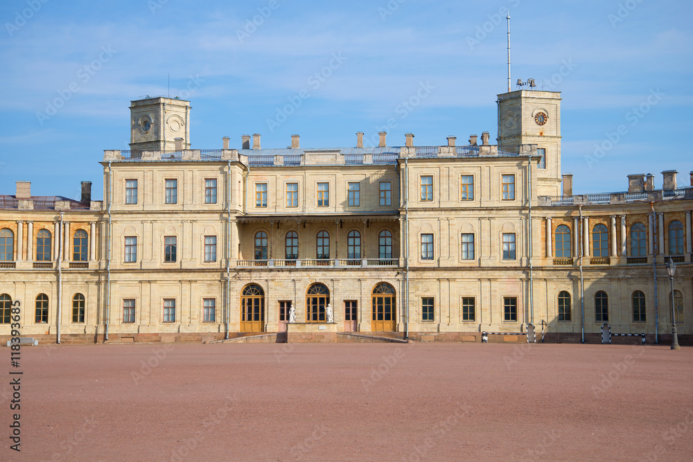 The facade of the Big Gatchina Palace, sunny september day. Russia, Leningrad region