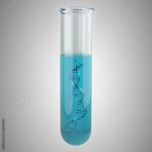 DNA strand in test tube photo