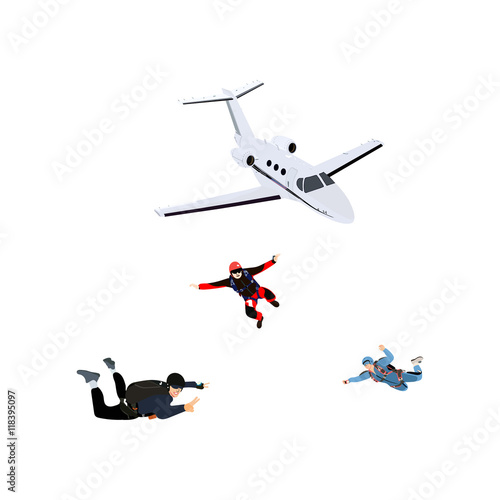 Plane paratroopers vector illustration