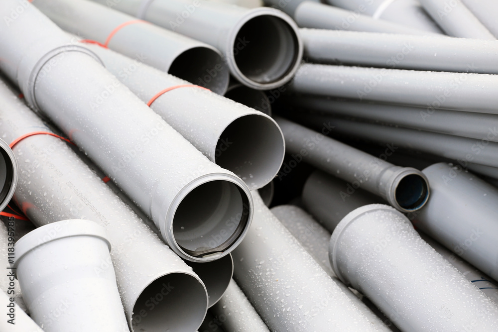 Fototapeta premium Grey PVC sewer pipes
