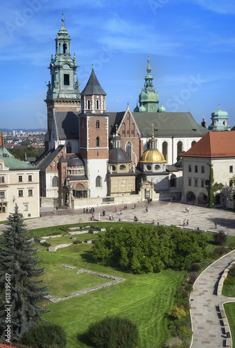 Wawel Royal Cathedral (Katedra Wawelska). View from the castle tower, Wawel Hill, Krakow