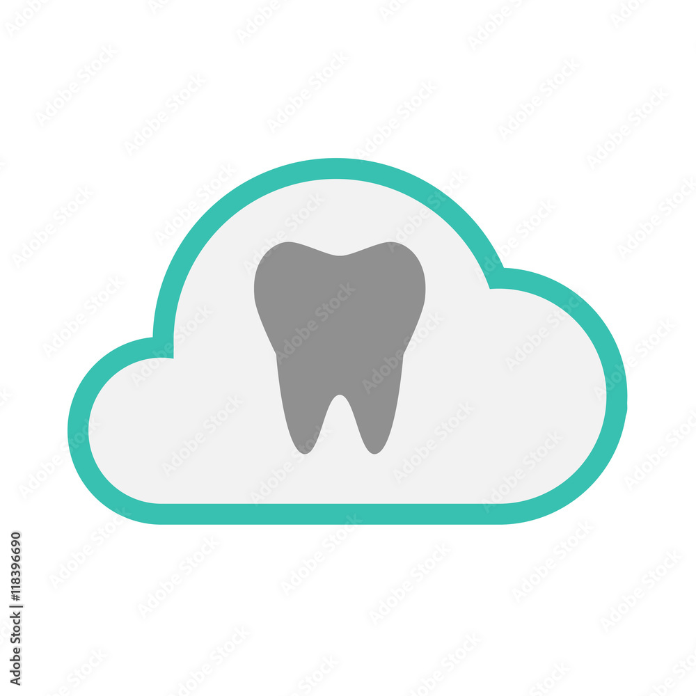 Obraz premium Isolated line art cloud icon with a tooth