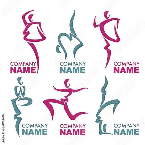 Abstract People Silhouette Doing Yoga for Your Logo