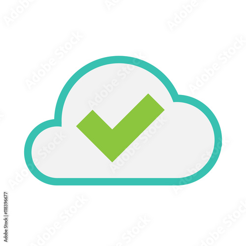 Isolated line art   cloud icon with a check mark