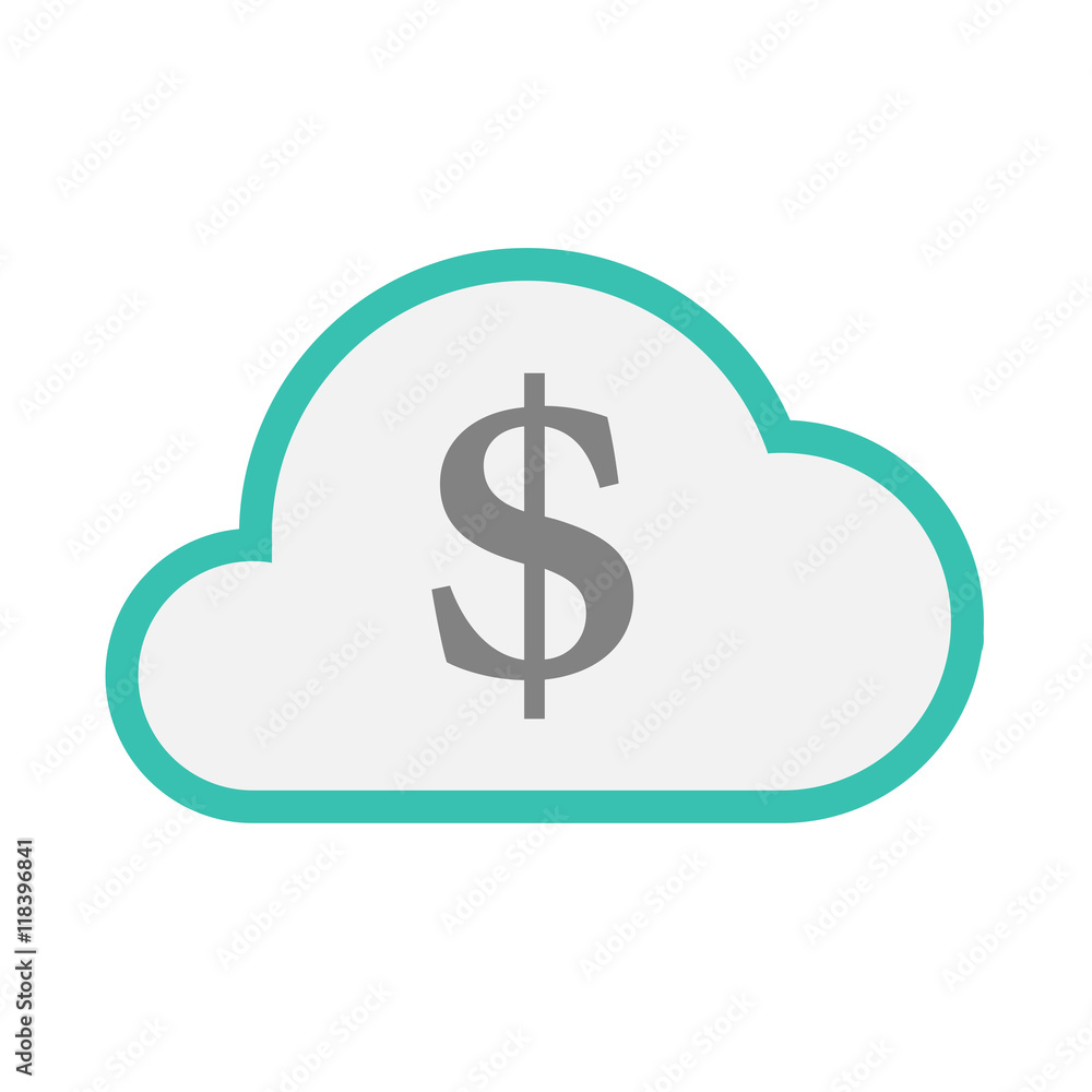 Isolated line art cloud icon with a dollar sign Isolated line art cloud icon with a dollar sign