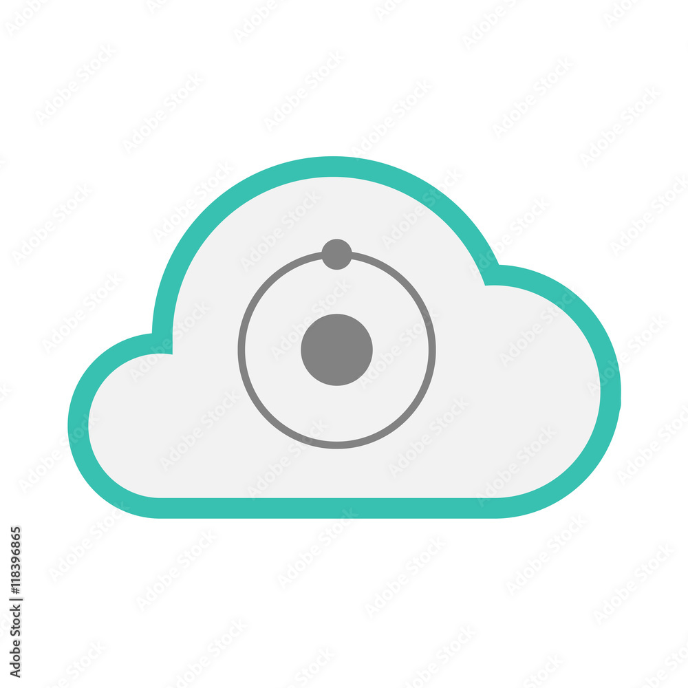 Isolated line art   cloud icon with an atom