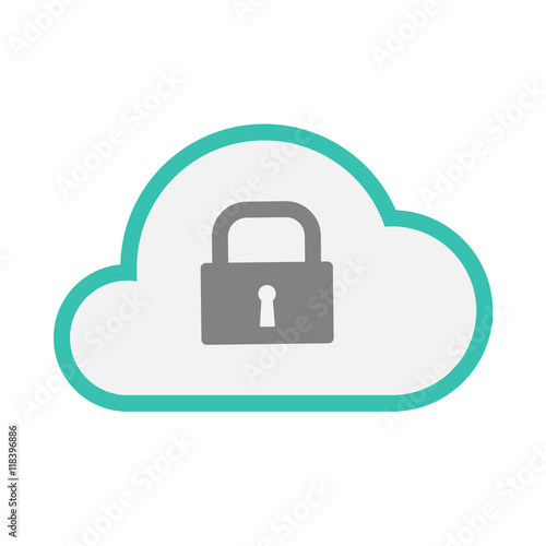 Isolated line art cloud icon with a closed lock pad Free Download Isolated line art cloud icon with a closed lock pad - GFXLoad