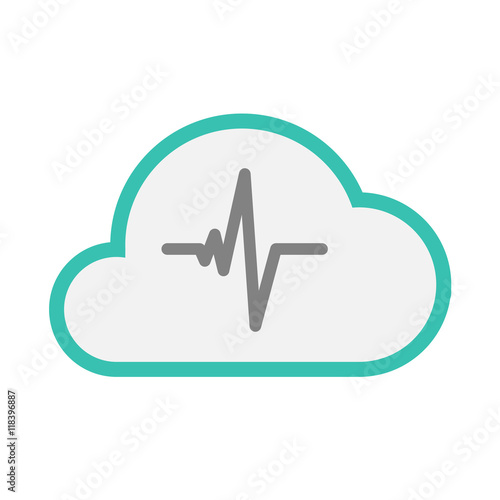 Isolated line art   cloud icon with a heart beat sign