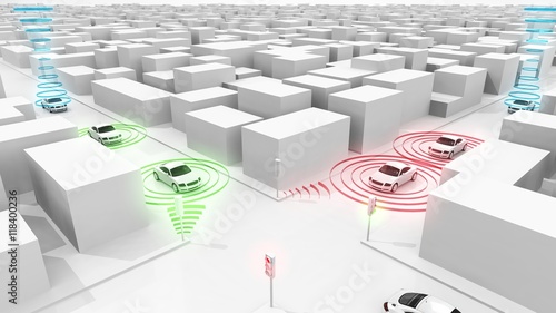 Connected cars - smart traffic lights photo