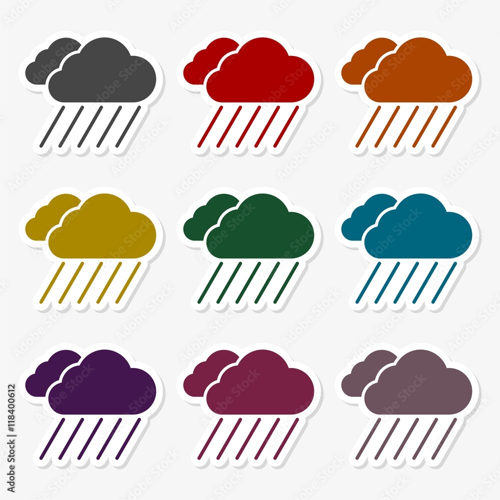 Set of color cloud icons Set of color cloud icons