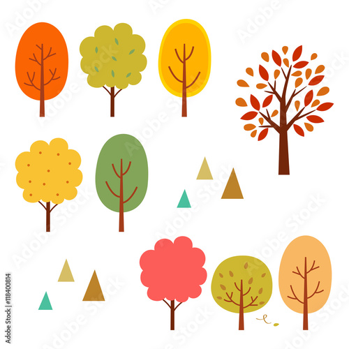 Autumn trees elements