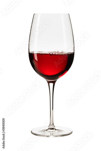 Glass of Red Wine on White