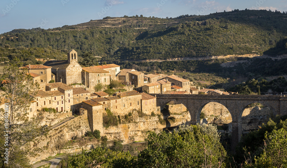The medieval village of Minerve in the Minervois region of Languedoc, France The medieval village of Minerve in the Minervois region of Languedoc, France