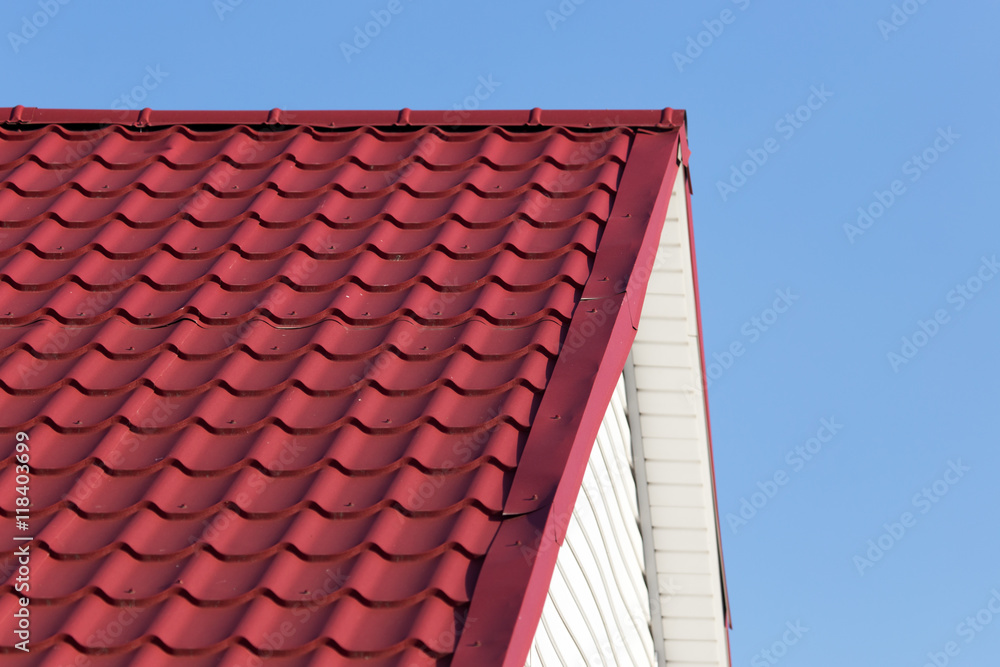 red roof tiles on the roof as a background