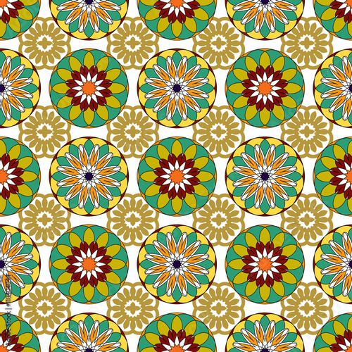 Seamless pattern with Mandalas.