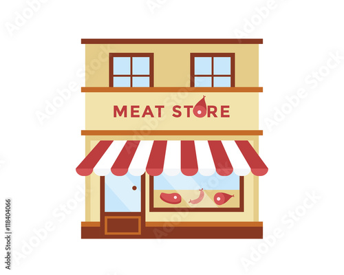 Fototapeta Naklejka Na Ścianę i Meble -  Modern Flat Commercial Building - Meat Store