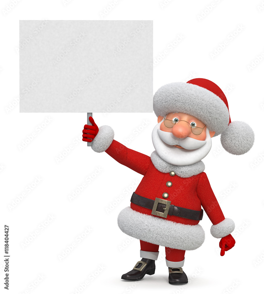 3d illustratiion Santa Claus with the poster