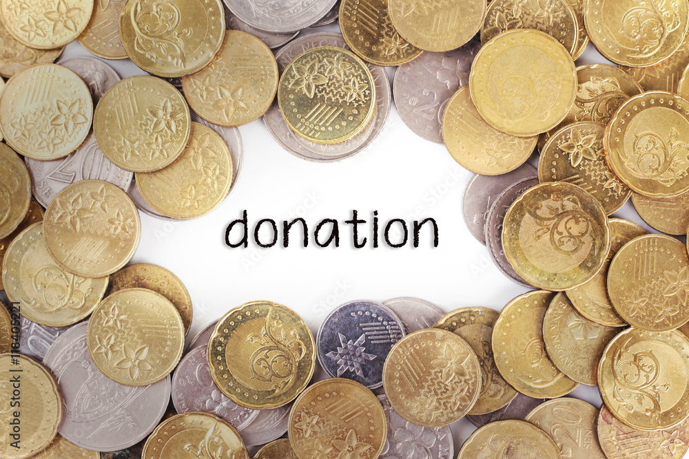 Background of the gold coin with word donation in the middle. Background of the gold coin with word donation in the middle.