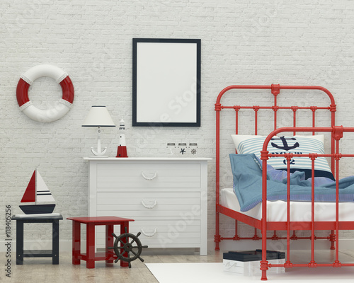 kids sleeping room interior 3d rendering image