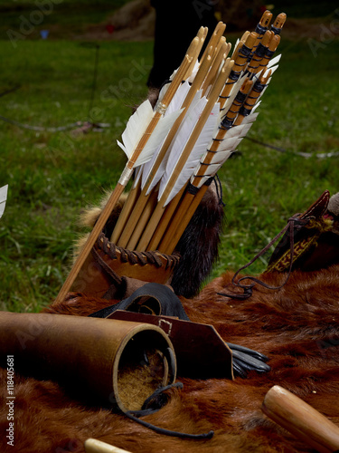 Old medieval bow and arrows