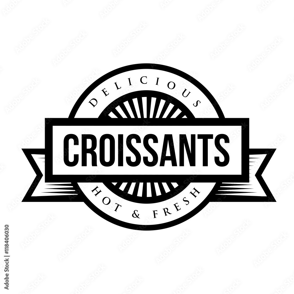 Fototapeta premium Delicious Croissants sign - vintage stamp