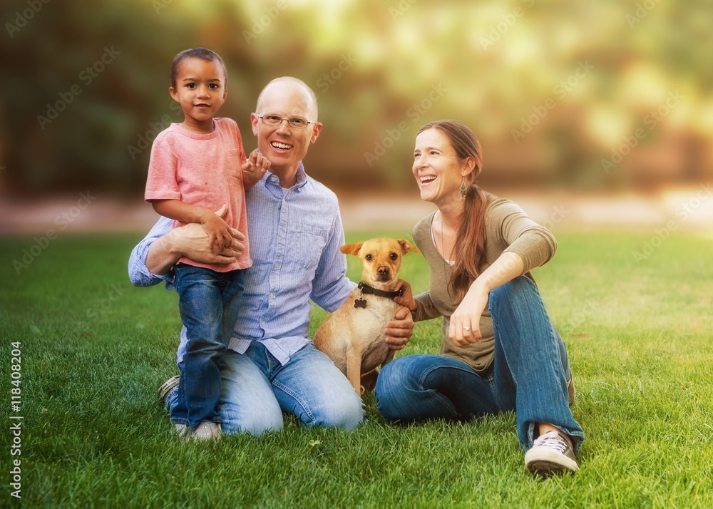 Fototapeta premium Happy Multicultural Family in Backyard