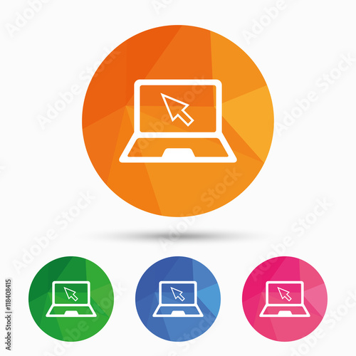 Laptop sign icon. Notebook pc with cursor symbol