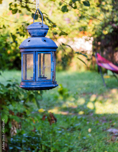 Blue Garden Candle Lamp