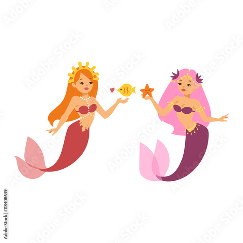 Mermaid nixie character vector illustration