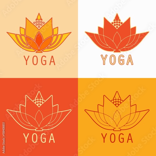 set for lotus yoga studio on different backgrounds design
