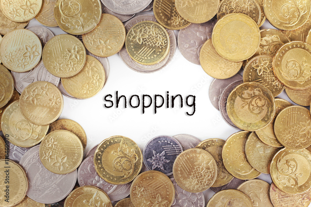 Background of the gold coin with word shopping in the middle. Background of the gold coin with word shopping in the middle.