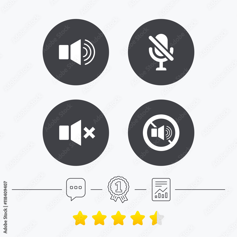 Player control icons. Sound, microphone and mute Player control icons. Sound, microphone and mute