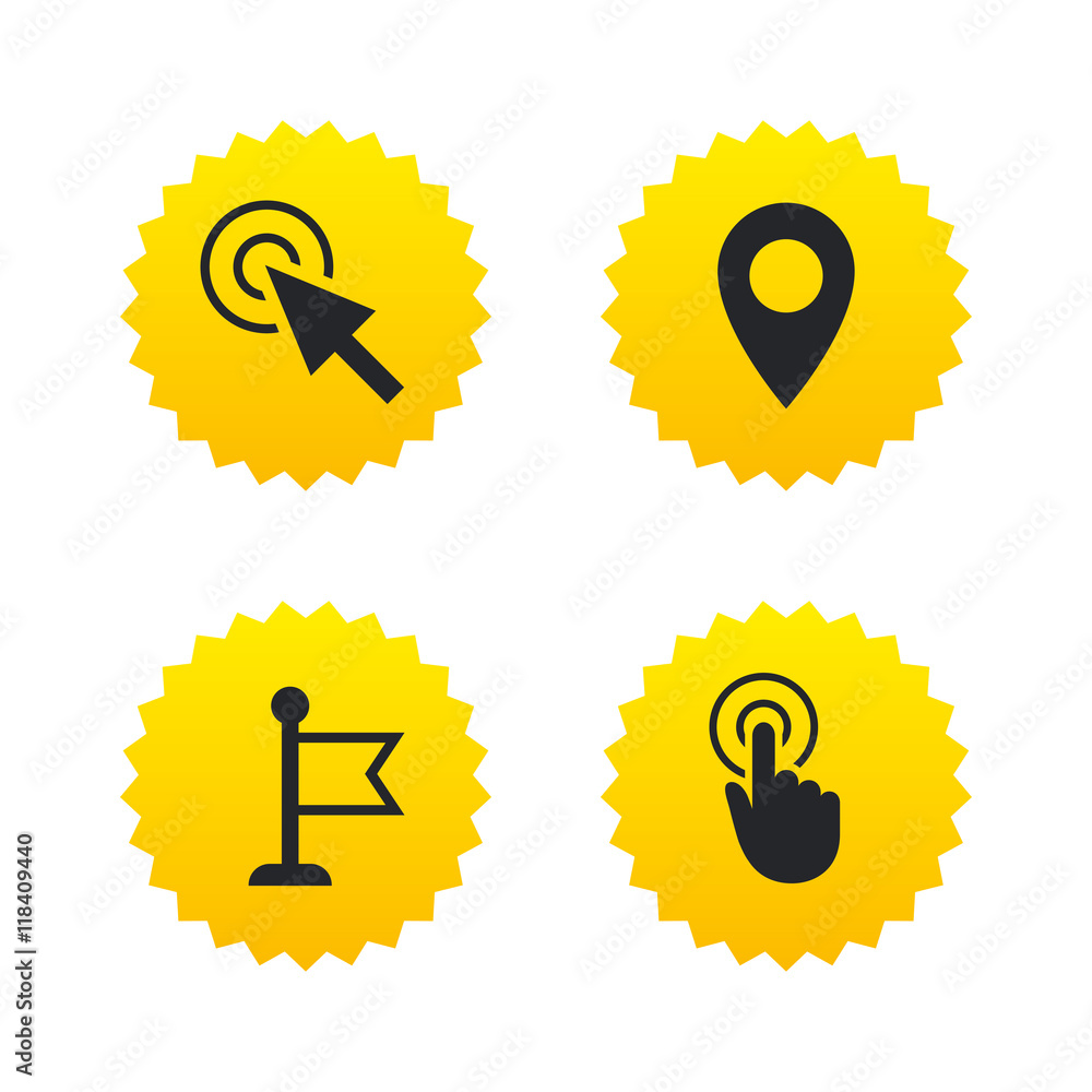 Mouse cursor icon. Hand or Flag pointer symbols. Mouse cursor icon. Hand or Flag pointer symbols.