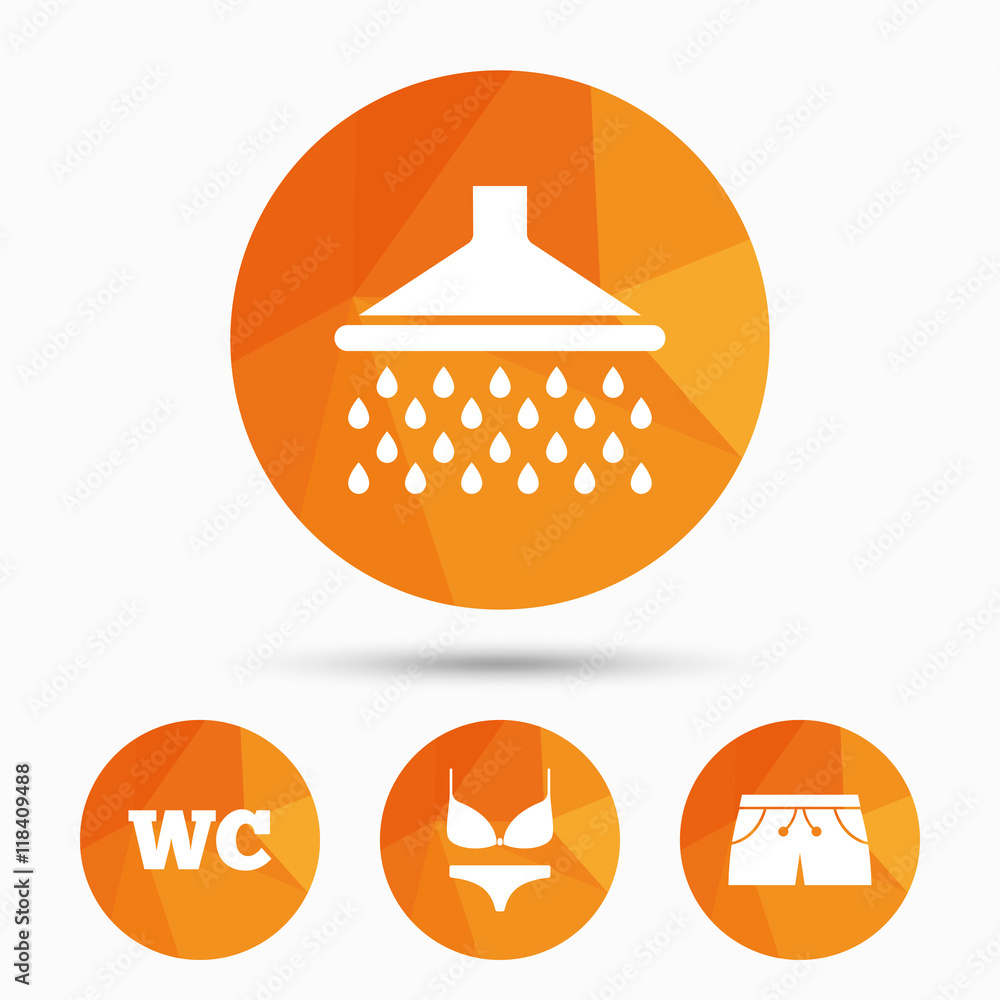 Swimming pool icons. Shower and swimwear signs. Swimming pool icons. Shower and swimwear signs.