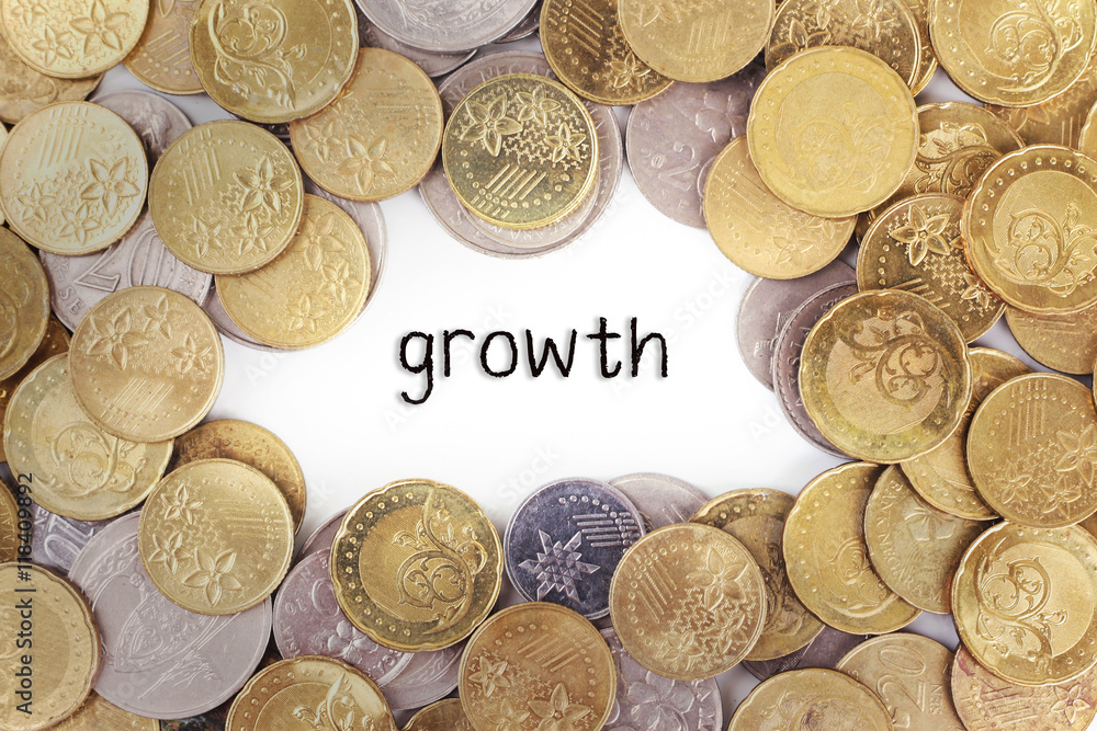 Background of the gold coin with word growth in the middle. Background of the gold coin with word growth in the middle.
