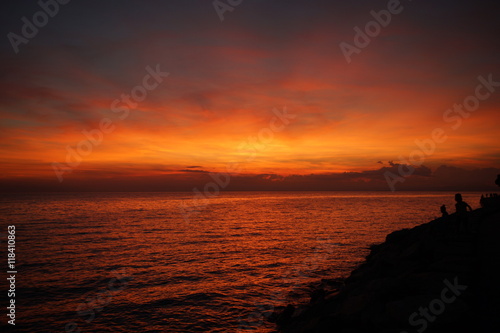 red vivid sunset by the sea © mjd303