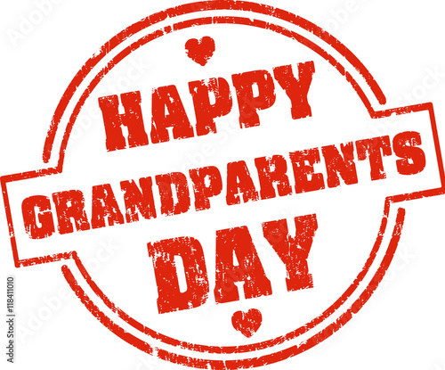 Happy grandparents day red grunge style rubber stamp with hearts