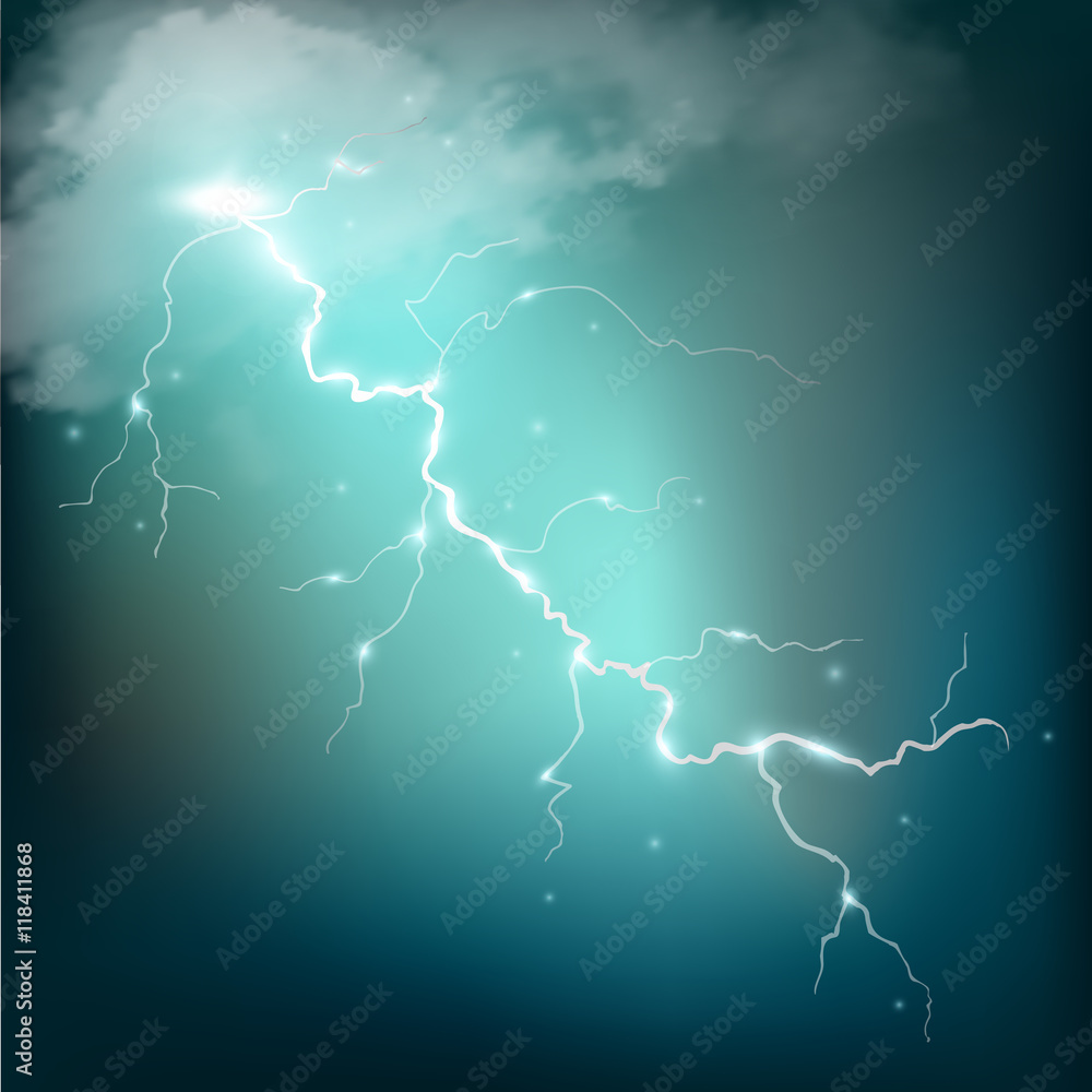 Realistic thunderstorm background. Vector illustration. Realistic thunderstorm background. Vector illustration.