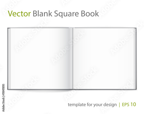 Blank of open square magazine on white background. Template